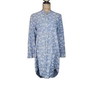 Draper James X Lands' End Cotton Blue Floral Long Sleeve Shirt Dress Size XS